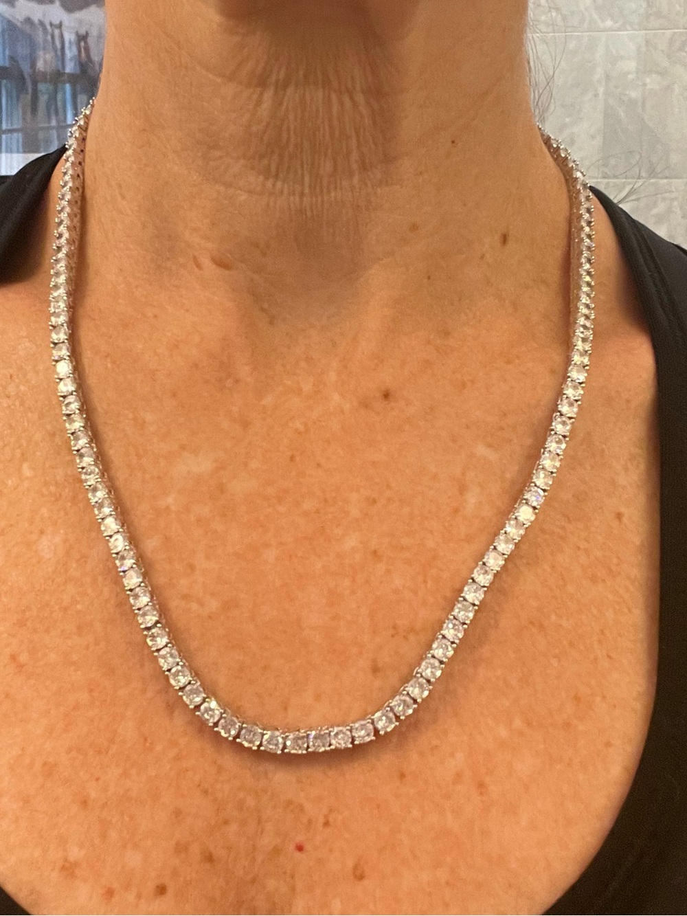 Classic Silver Crystal Tennis Necklace - Women Jewelry